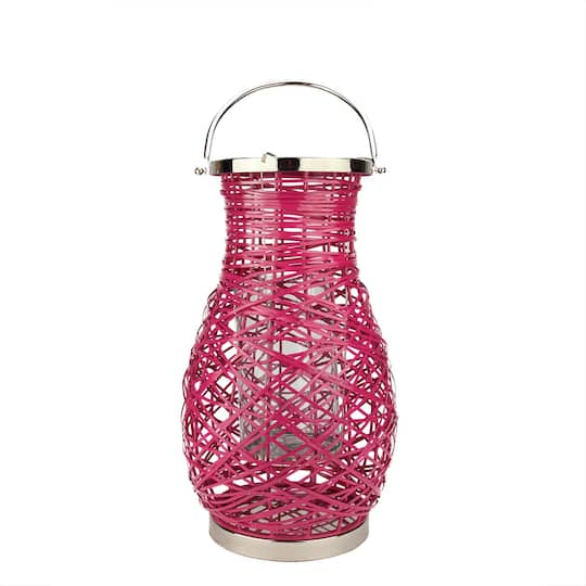 Decorative Woven Iron Pillar Candle Lantern By Northlight in Fuchsia | 18.5" x 11" | Michaels®